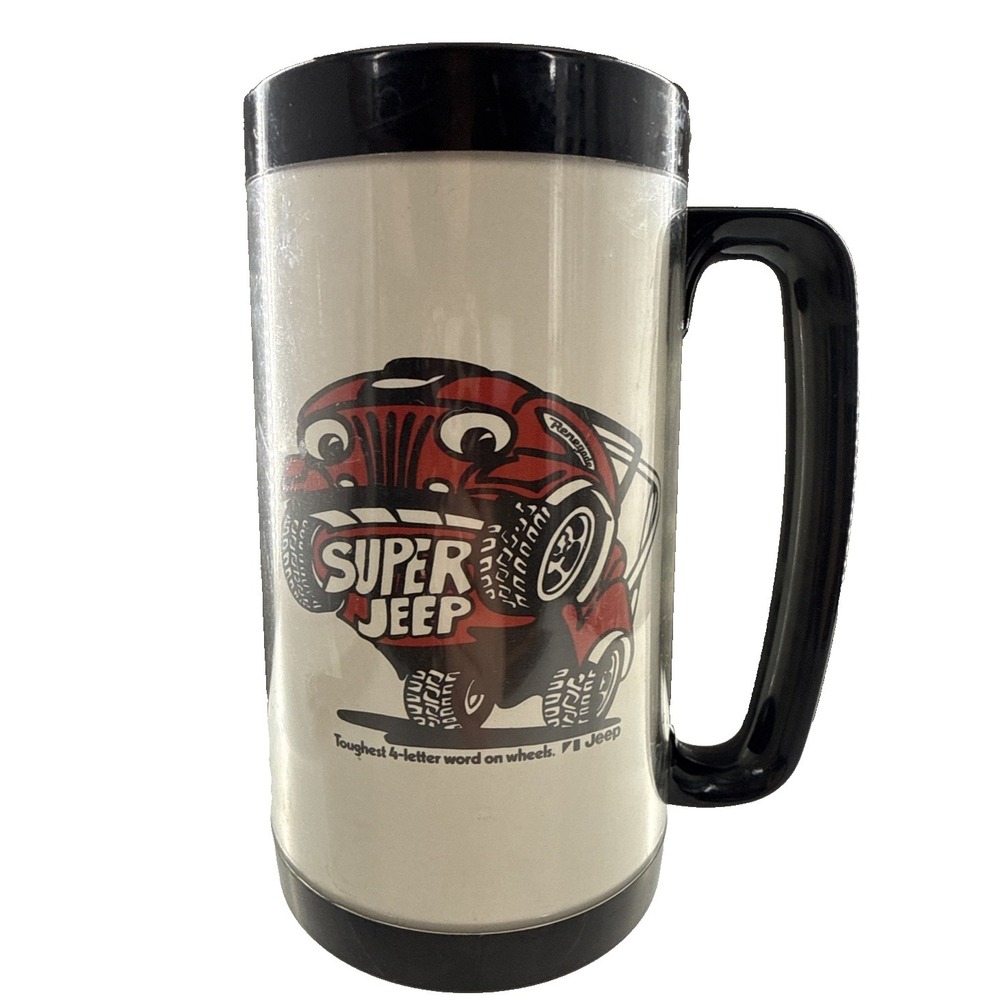 Vintage Super Jeep ThermoServ AMC Jeep Plastic Beer Stein Coffee Cup Mug 1970's